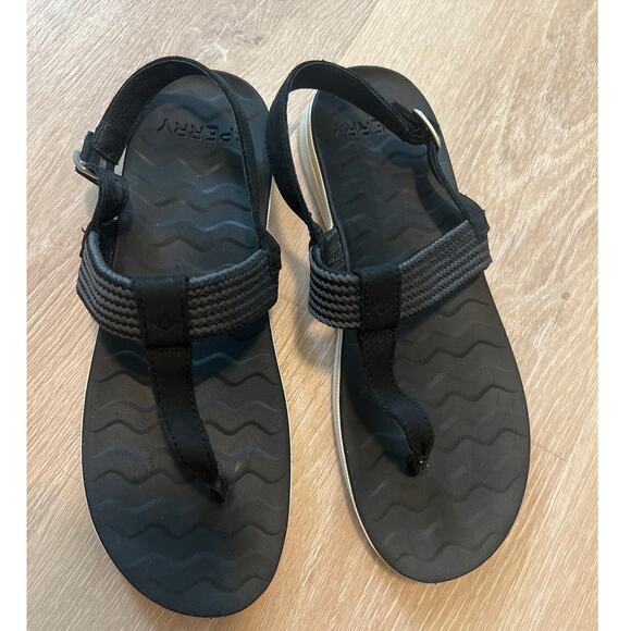 Sperry Adriatic TStrap Womens Black Casual Sandals STS84870 Size 9.5 - Picture 2 of 5